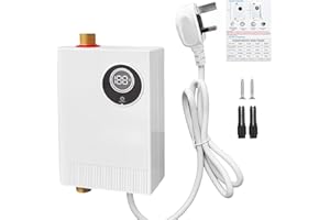 WINGFLY Chauffe-eau instantané 3500W 220V, Mini chauffe-eau instantané avec affichage LED, Chauffe-eau sous évier, Petit chauffe-eau instantané électrique Pour cuisine, salle de bain, lavage