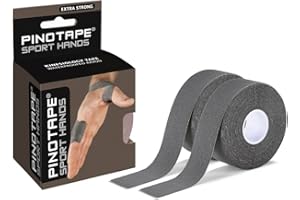Pinotape Sportowa taśma – na ręce – ciemnoszara – 2 x 5 m x 2,5 cm – wodoodporna taśma kinezjologiczna – bardzo mocna – nie zawiera lateksu – bardzo dobra tolerancja przez skórę