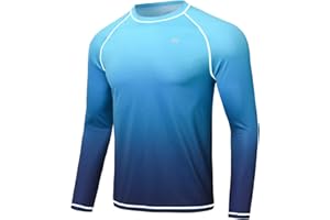 Huayuzh Rashguard UV Shirt Herren Langarmshirt Schwimm Tshirt Schnelltrocknend Atmungsaktiv Surfen Angeln Wandern Top