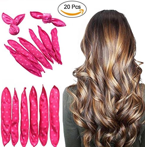Dr Nezix Sponge Flexible Foam Hair Curlers, 20pcs Soft Sleep Pillow Heatless Hair Rollers Set, Magic Hair Styling DIY Tools, Color Pink