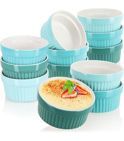 Pirottini In Ceramica Per Crème Brûlée – 6 Pezzi, 9 Cm Diametro, 200 Ml, Per Forno E Frigo