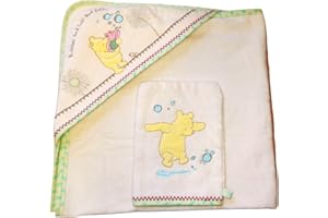 DEALBERRY Baby Hooded Towel and Wash Mitt Winnie the Pooh Bear Design Gift Set 100% Cotton Towels with Hood