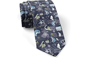 IKIKI-TECH Skinny Slim Fashion Necktie for men Novelty Conversational Neckwear Ties (Ski Snowboard Pattern), As Shown, Large