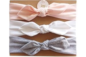 COUXILY Neonate Fasce morbide in cotone Fiocco annodato con fiocco Fascia elastica Solido e stampato Fiocco di colore Fiocco per capelli per i più piccoli Neonati Set regalo per bambini (C09)