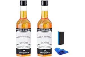 HIDRUO Oil Film Remover for Glass, Car Glass Oil Film Cleaner, Invisible Glass Stripper, Car Glass Oil Film Stain Removal Cleaner with Sponge and Towel (2 PCS)