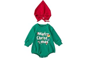 Fnaobai Mameluco de Navidad para bebé recién nacido, con sombrero, para otoño e invierno, sudadera de manga larga, ropa linda