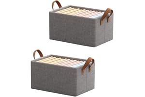 soynogya Faltbare Aufbewahrungskörbe,46x28x20 Leinen Stoff Aufbewahrungsbox Korb für Spielzeug, Kleidung, Zuhause, Wäsche (2-Sätze)