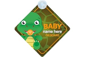 MYBABYONBOARD UK Baby Tortoise on Board Personalised Animal Themed Baby on Board Car Sign