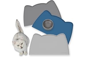OHMO Alfombras para Comederos Perros y Gatos, Impermeable,(Ceniza, 46x25cm), Alfombrilla Silicona de Mascota