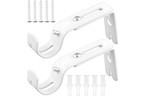 Funver - Soporte de barra de cortina ajustable, 2 soportes para barras de cortina ajustables de metal, acepta diámetros de barra de cortina de 0 a 25 mm, adecuado para el hogar, la empresa