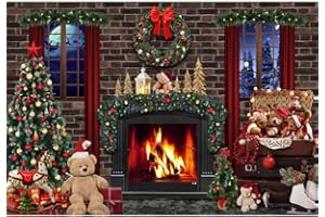 Ttincceer Natale Sfondo 150x100cm Natale Camino Fotografia Sfondo Albero di Natale Confezione Regalo Sfondo Felice Anno Nuovo Partito Decorazione Banner