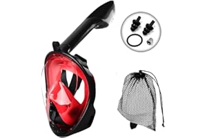 Snorkel Mask Full Face JRing 180° Panoramic View Safe Breathing System Diving Mask with Adjustable Strips and Action Camera Mount Anti-Fog Anti-Leak Snorkeling Mask Set for Adults and Kids