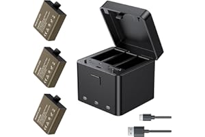 AKASO 3 x 1050mAh Replacement Batteries with 3-Channel Charger for EK7000/ EK7000 Pro/Brave 4 Action Camera