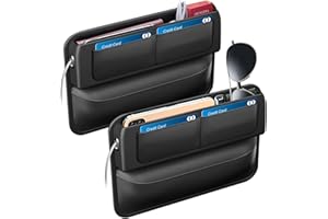 Yumzeco Autositz Lückenfüller, 2 Stück Auto Vordersitz Seitenlücken Aufbewahrungs Organizer mit PU Leder Aufbewahrungs Organizer. Schlitztaschen für Autositze für Handys,Aufbewahrungsbox für Autositze