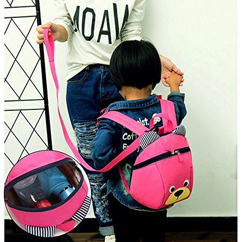 FRISTONE Mini-sac à dos école Maternelle Enfant Bébé Filles tout-petit Sac Garçons Kindergarten Backpack Toddler avec sangles de sécurité,Rose Rouge