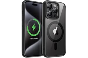 ‎JETECH JETech Magnetyczne Etui dla iPhone 15 Pro 6,1 Cala Kompatybilne z MagSafe, Odporny na Wstrząsy Osłona, Jednokolorowa Matowe TPU Ramka, Odporny na Zarysowania Przejaśniać Tył (Tytan Czarny)