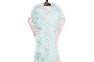 Kopper-24 Boa en plumes 180 cm – Costume burlesque garden long XL grand boa écharpe plumes Carnaval Carnaval Bricolage Ailes d'ange Indien Adulte – Blanc/Vert