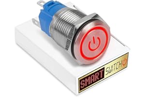 SmartSwitch 22mm Angel Eye POWER Stainless Steel Momentary DPDT 2NO2NC Push Button Red LED Metal Switch AE22
