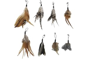 Shengxi Juguete Pluma de Gato Interactivo 8 Piezas, Teaser de Plumas de Repuesto con Campana Juguete Plumas Gato, Juguetes para Gatos Caña Gato Repuestos de Plumas para Ejercitar Gatos y Gatitos