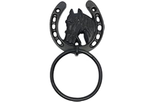 Perry Equestrian Coloured Horse Shoe Tie Ring - Stable Horse Pony Tie Up Ring (Black)