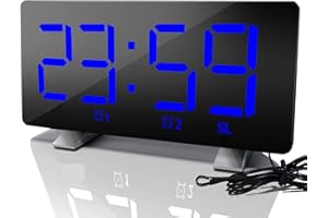 ThreeH Sveglia Digitale con Radio (76.0MHZ-108.0MHZ) 2 Impostazione Sveglia Porta USB per la Ricarica 4 Snooze Digitale con Luminosità Regolabile per Bambini Adulti Blu