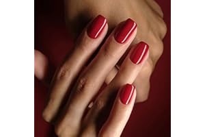 TMUT 24pcs Square False Nails Short Stick on Nails Red Press on Nails Removable Glue-on Nails Fake Nails Women Girls Nail Art Accessories