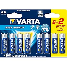 Varta – 4906SO – Piles LR6 High Energy – 6 piles LR6 AA + 2 offertes