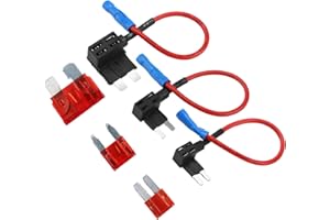 LPOLKVEMELH 6 Pcs Fuse Taps Set, 3 Types Micro Small Fuses Adding a Circuit Adapter Car Fuse Splice Piggyback Fuses Holder, Dual Slot Holder for Car Truck Boats with 12V 24V Universal 10A Wire Harness (A)