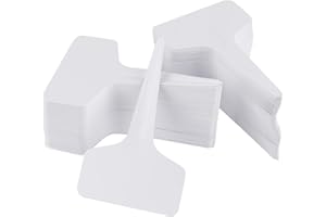 KALOLARY Marcadores vegetales de la etiqueta de la etiqueta T del PVC del T-tipo 200pcs - Etiquetas superiores del jardín del cuarto de niños - respetuoso del medio ambiente - blanco grisáceo (6 x 10cm)