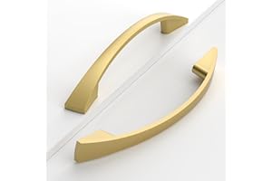 Coinkoly 10 Pezzi Maniglie per Mobili da Cucina Foro 96 mm, Oro spazzolato,per Armadietti e Cassetti CK-EU0013