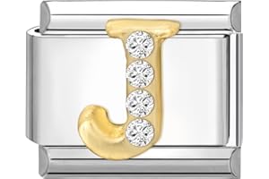 papasgix Italian Charm Bracelet Charms Letter A-Z Charm Link Modular for Italian Charm Italian Style Charms fits All 9mm Bracelet Retro Personality Charms Bracelets Accessories