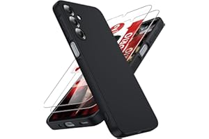 LeYi Funda para Samsung Galaxy A16/A 16 4G/5G, Ultra Slim Carcasa con 2pcs Cristal Templado, Silicona Liquida Capa Suave Movil Protector Case Forro Microfibra Antiarañazos Cover, Negro