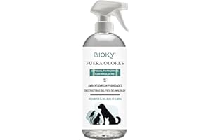 Bioky Fuera Olores 1L | Eliminador de Olores de Mascotas | Neutraliza y Quita el Mal Olor, Ambientador para Casas con Animales | Alfombras, Textil, Césped Artificial, Sofá, Coche (1L)