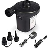 ELOKI Electric Air Pump,Inflates/Deflates 3in1 nozzle adapter,2in1 Power AC240V/DC12V for Blow Up Pool Toys Air Mattress Raft