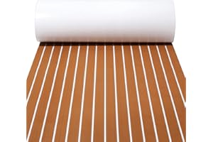 WEAFRICTCH 240x90cm Tapis Bateau en Mousse Eva, Teck Tapis Pont de Bateau, Faux Tapis pour Bateau, Tapis Bateau Revêtement Sol, Auto-Adhésif Tapis de Sol Synthétique pour Bateau Yacht