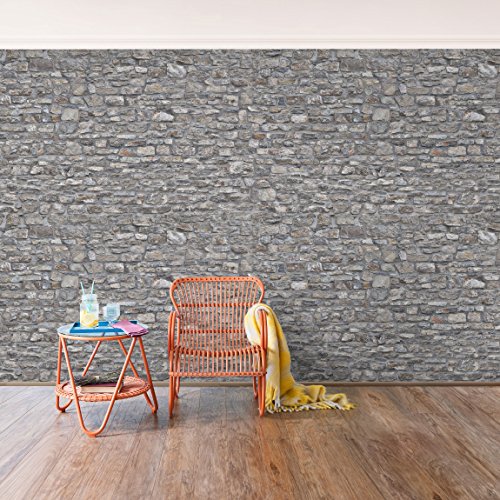 Fototapete | Steintapete Alte Steinmauer – Vliestapete Querformat | Tapete Steinoptik Bruchstein Grau | Vlies Wandbild XXL Steinwand Stein Mauer Wand 3D Foto Schlafzimmer Wohnzimmer Küche - 6