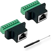 BRIEFCEC RJ45 Female to 8 Pin Terminal Block Adapter, Covvy CCTV/DVR Ethernet Connector to Screw (2 x Female)