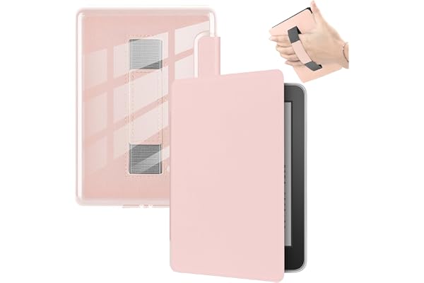 Fodral för 6 tum Kindle (11:e generationen, 2024/2022), ultraklart mjukt ljus transparent TPU bakskydd med handrem, automatisk uppvakning/sömn