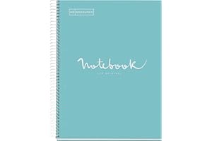 Miquelrius - Notizbuch A4 Punkte Notebook, 1 farbiger Streifen, 80 Blatt liniert mit Punkten (Dots), Papier 90 g/m² mikroperforiert mit 4 Bohrungen für 4 Ringe, Einband aus Karton, Farbe Himmelblau