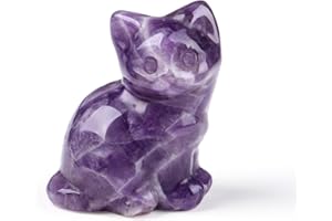 Sahoottie Katzen Deko Amethyst Katze Figur Lila Kristalle Steine Katzenfigur Amethyst Deko Figuren Geschenke für Katzenliebhaber Katze Geschenk Dekoration für Zuhause