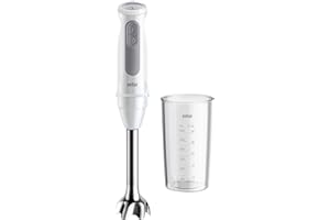 ‎BRAUN Braun Stabmixer MultiQuick 5 MQ 50001 M, 1000W, 21 Geschwindigkeitsstufen+Turbo, Edelstahl Pürierfuß, Easy Click System, SplashControl, Inkl. 600ml Becher, Weiß