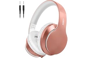 LOBKIN Kabellos Kopfhörer, Bluetooth 5.3 Kopfhörer Over Ear HiFi Stereo Sound Faltbar Kabellos Bluetooth Headset mit Kabel AUX 3,5mm Wireless Headphones mit weiches Proteinleder (Roségold)