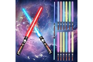 RPPIUP Lightsaber, 2-pack Connectable 12 LED color-changing lightsabers with FX Sounds, Extendable Light Sabers, Motion Sensitive Lightsabers for Dress Up Roleplay Halloween Party