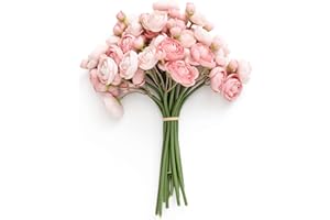 ‎LING'S MOMENT Ling's Moment Ranunkeln Künstliche Blume, Kunstseide Mini Ranunkel Blumen für DIY Blumenstrauß, Bulk Fake Hochzeit Füller Blumen für Tafelaufsätze Arrangements Braut Dusche Dekorationen, Staubige Rose