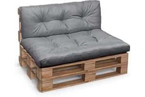 CLOUD PILLOW Palettenkissen 120 x 80 Wasserdicht - Europaletten Sitzkissen set Outdoor - Rückenkissen zum Garten - Perfekte Kissen für Palettenmöbel - Grau Farbe - UV-beständiges Material mit OEKO-TEX