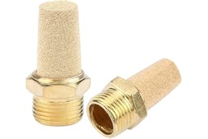 SENRISE Pneumatic Muffler 1/2" BSP Male Thread Pneumatic Silencer Brass Exhaust Muffler Air Flow Speed Controller (Pack of 2)