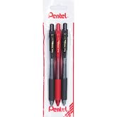 Pentel ENERGEL 0.7 mm Likit Roller Kalem 2xSiyah/1xKırmızı 3'l&uuml; set