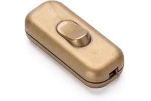 ORION LIGHTSTYLE - Interruttore intermedio a cavo con involucro a bilanciere, 2 A, interruttore on/off per lampade da terra, lampade da tavolo, 1 pezzo (oro)