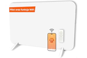 Könighaus Inteligentny grzejnik na podczerwień dual 450 W z kontrolą Wi-Fi przez aplikację i pilot, w zestawie nóżki z wieszakiem na ręczniki oraz zestaw montażowy Kolor: Biały