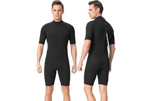 FLEXEL Muta Corta da Donna Uomo 3mm Shorty Wetsuit, 2mm Costume da Bagno Termico, Muta sub a Maniche Corte in Neoprene chiusura lampo posteriore per Surf Nuoto Snorkeling